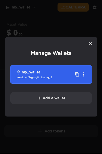 Manage wallets